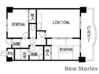 カサ・ラピュータ(2LDK/5階)の間取り写真