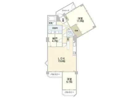 グローリアスヒルズ和合(2SLDK/3階)の間取り写真