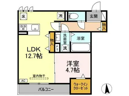 D-CRINUM 富士見町(1LDK/1階)の間取り写真