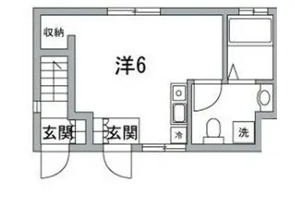 若宮ハウス(ワンルーム/1階)の間取り写真