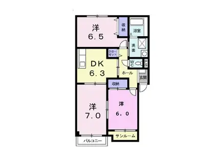 ヴィラノールC(3DK/2階)の間取り写真