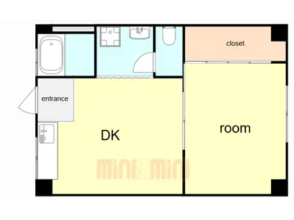 赤浦マンション(1DK/4階)の間取り写真