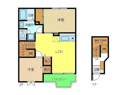 エスポワールパレス(2LDK/2階)の間取り写真