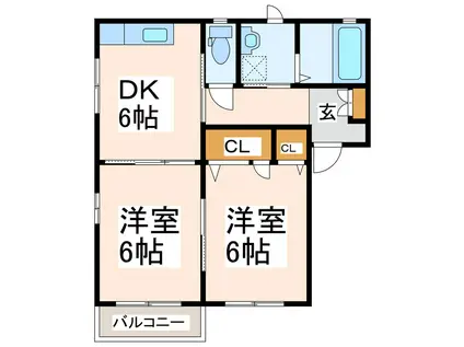 ファミール琴平(2DK/2階)の間取り写真