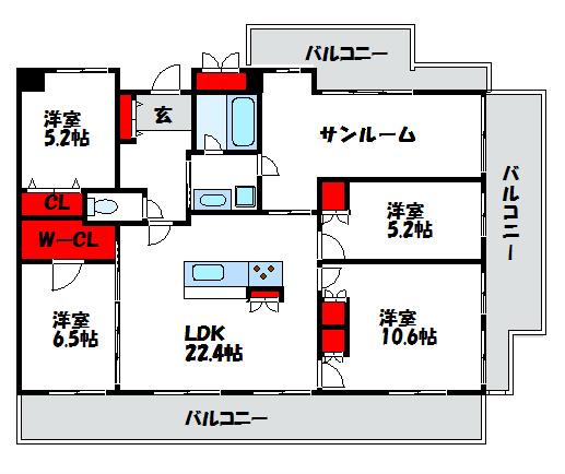 グランドニューガイア福津中央(4LDK/7階)の間取り写真