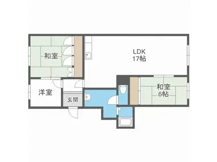 ローズタウン川沿7号棟(3LDK/4階)の間取り写真