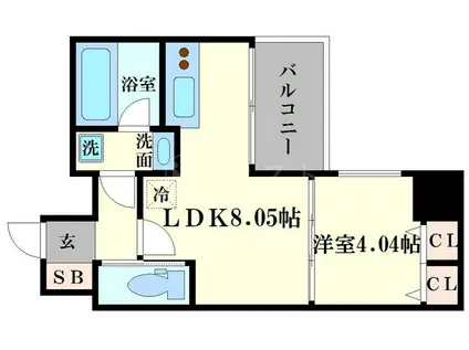 プレジオ本町(1LDK/13階)の間取り写真
