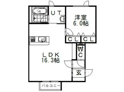 スピカカルマーレ(1LDK/2階)の間取り写真