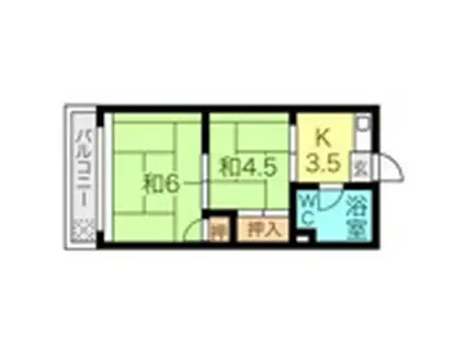 見岳ビル(2DK/1階)の間取り写真