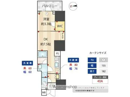 ZOOM信濃町(1DK/2階)の間取り写真