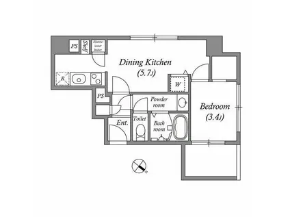 オーパスホームズ三田(1DK/3階)の間取り写真