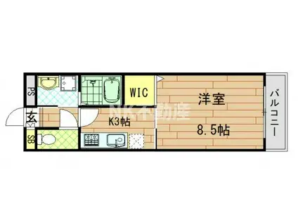 アンプルールフェールU-HA(1K/2階)の間取り写真