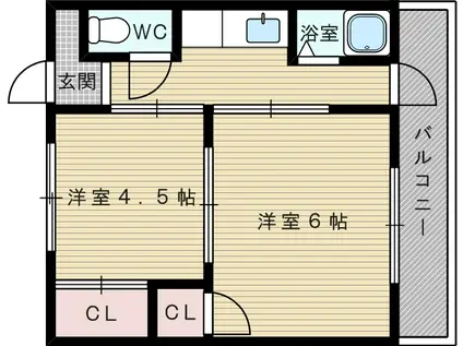 グレースマンション(2K/1階)の間取り写真