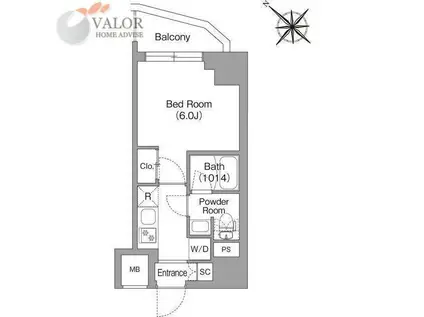 コンフォリア・リヴ横浜平沼(1K/2階)の間取り写真