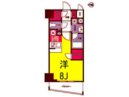 プレディアスタイル横濱沢渡(1K/1階)の間取り写真