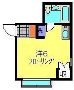 キャッスル旭ヶ丘A棟(ワンルーム/2階)の間取り写真