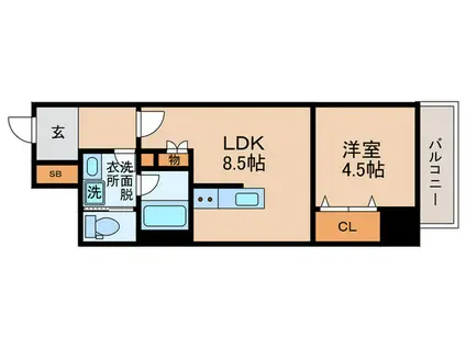 南堀江アパ-トメントシエロ(1LDK/11階)の間取り写真