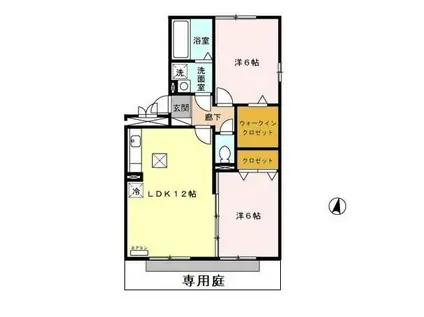 セジュール和幸B棟(2LDK/1階)の間取り写真