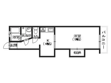 八木興産ビル(1K/1階)の間取り写真