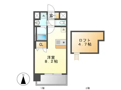 ライジングコート名古屋駅前東(ワンルーム/11階)の間取り写真