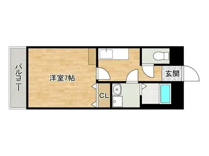 ミーナ清水(1K/3階)の間取り写真