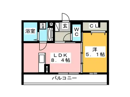 MAISON MINETTE(1LDK/2階)の間取り写真