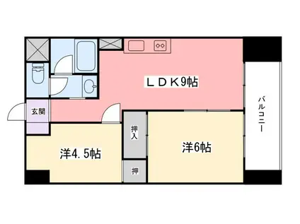 インタービレッジ西夢前台(2LDK/1階)の間取り写真