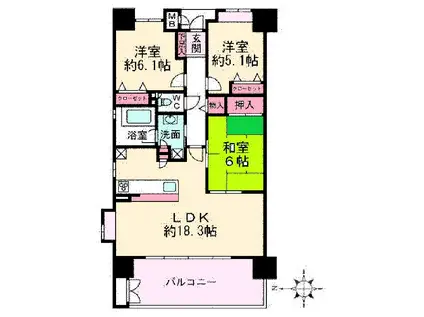 ルナコート千里丘の街(3LDK/3階)の間取り写真
