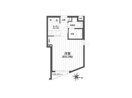 メイクスデザイン用賀(1K/3階)の間取り写真