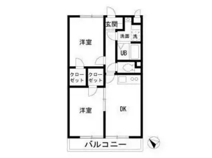 ファーストワン(2DK/2階)の間取り写真