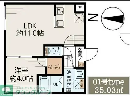アルファ南千住(1LDK/3階)の間取り写真