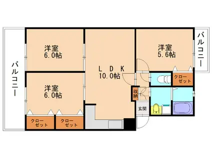 ウィンクス光岡(3LDK/2階)の間取り写真