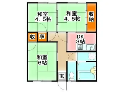 銀風荘(3DK/1階)の間取り写真