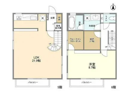 エストフルーヴ(1SLDK/5階)の間取り写真