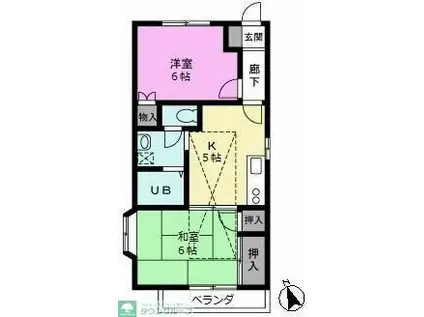 スカイハウスIII(2K/2階)の間取り写真