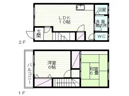 プレミール加藤(2LDK/1階)の間取り写真