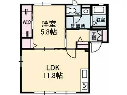 パストラル E(1LDK/1階)の間取り写真