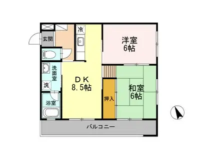 ルネッサ三和町(2DK/2階)の間取り写真