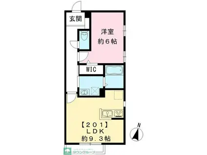 スカイ・フラワー(1LDK/2階)の間取り写真