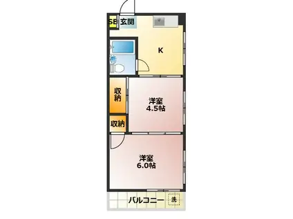 稲葉ビル(2K/4階)の間取り写真