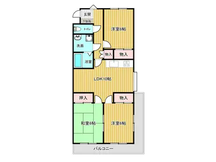 サンフラワー貴崎(3LDK/4階)の間取り写真