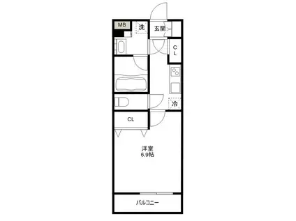 ハーモニーレジデンス東京アーバンスクエア(1K/5階)の間取り写真