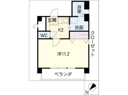 パークハイツ元八事(1K/1階)の間取り写真