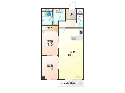 カーサグラン御池(2LDK/1階)の間取り写真