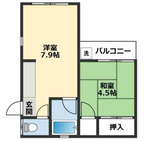 スカイハウス野比(1DK/1階)の間取り写真