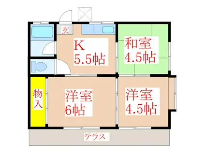 ハイネス福山(3DK/1階)の間取り写真