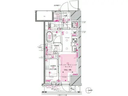 ピアース新宿三丁目(1LDK/4階)の間取り写真