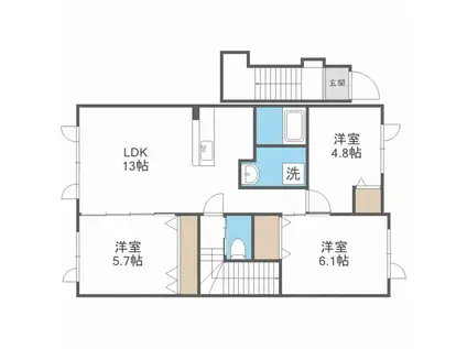LATERRE新琴似II(3LDK/2階)の間取り写真