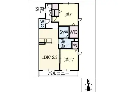 プラシード.M(2LDK/2階)の間取り写真