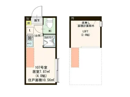 ハーモニーテラス志茂XVI(ワンルーム/1階)の間取り写真